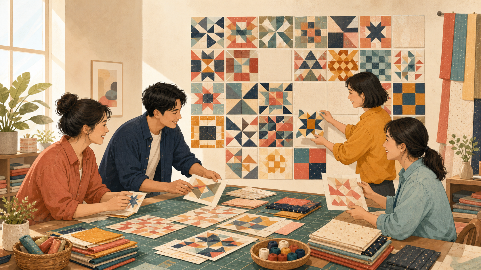 Các thành viên cộng đồng cùng thiết kế block cho tấm sampler quilt